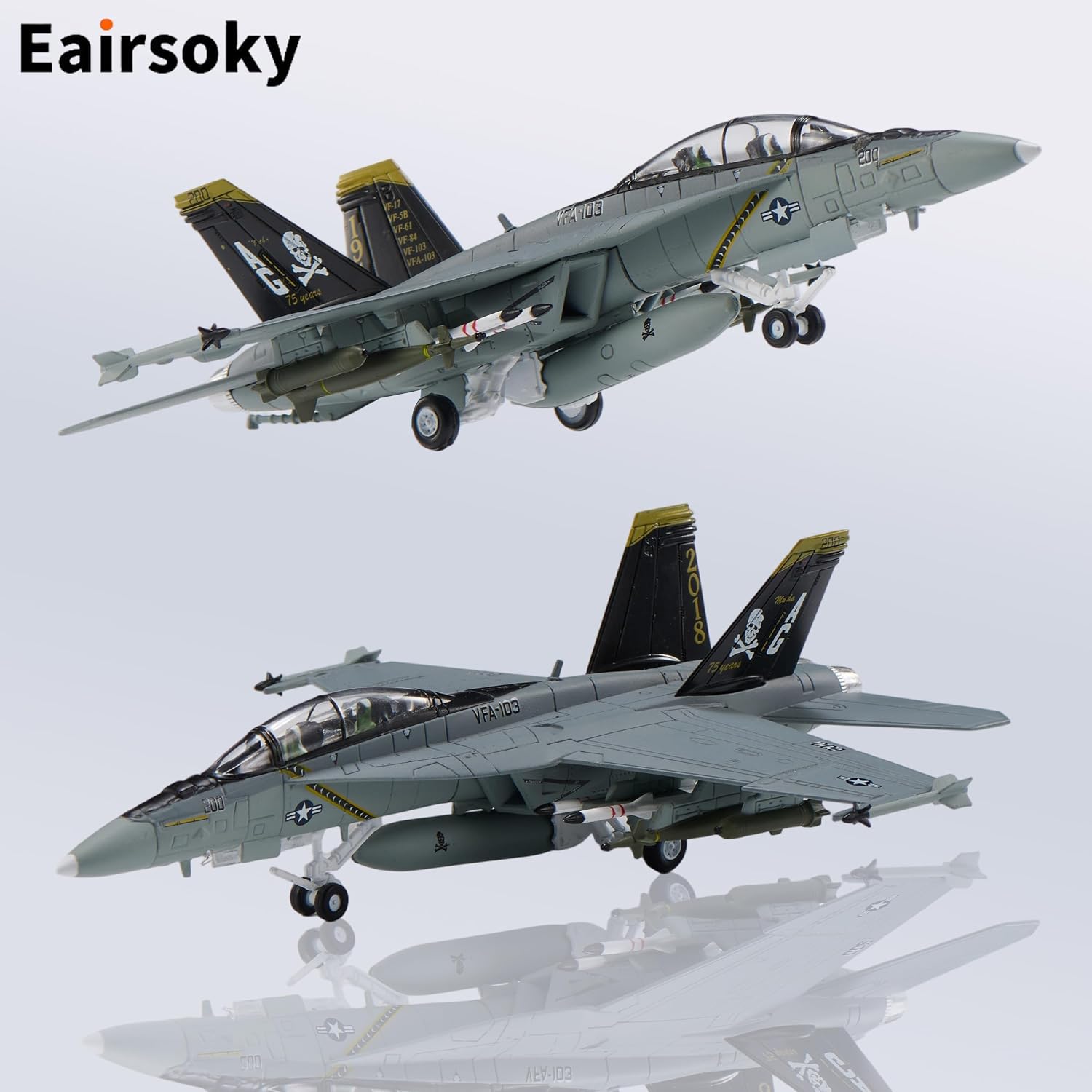 1:100 Scale F-18 Super Hornet Metal Fighter Jet Model Jolly Roger Military Die-cast Aircraft Models for Collection or Gift