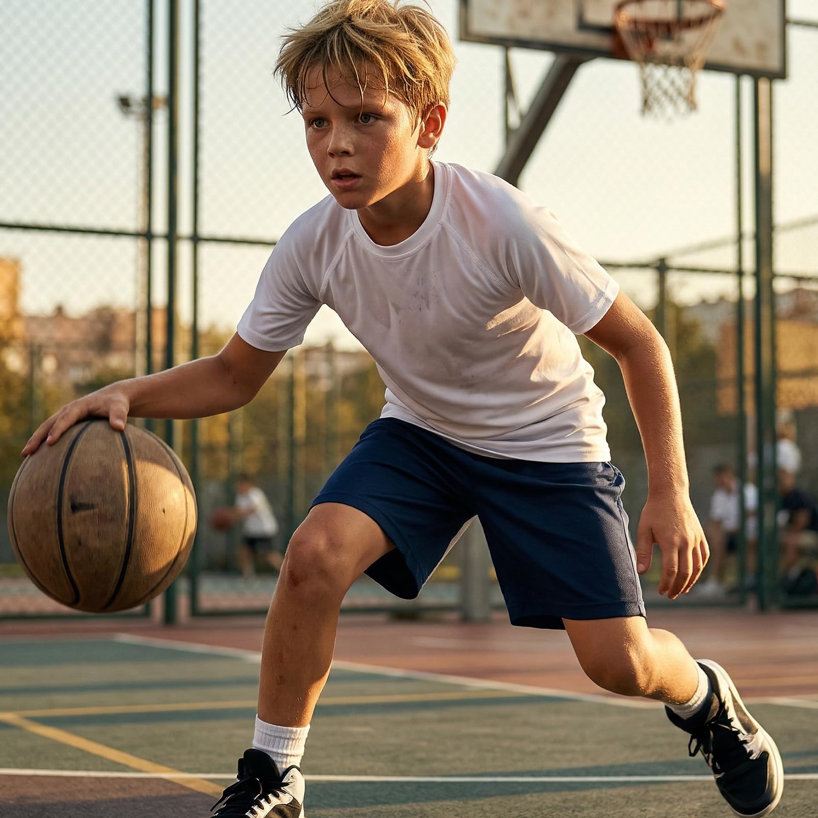 Maglietta a Maniche Corte per Ragazzi Asciugatura Rapida e Traspirante Maglia Intima Base Layer ad Elevata Elasticità Leggera Maglietta Sportiva a Girocollo per Corsa Calcio Basket Ciclismo