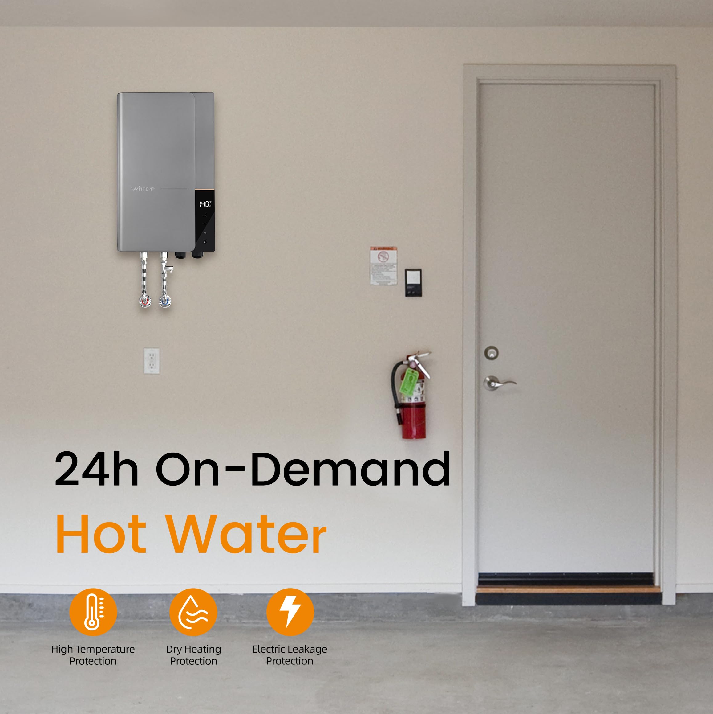WINTMP Scaldabagno elettrico senza serbatoio 18 kW 240 V su richiesta Scaldabagno istantaneo senza fine, autoregolante, visualizzazione LED della temperatura, doccia residenziale in tutta la casa,
