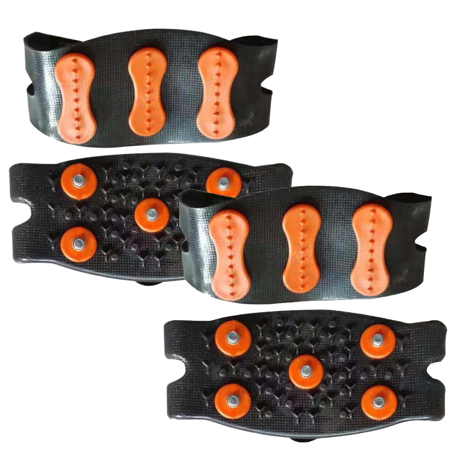 5-Spike Crampons - 2 Pairs Ice Cleats for Boots Shoes | Snow Traction Cleats with Enhanced Grip | Anti-Slip Overshoe Mid-Sole Crampons | Easy Step-in Design | Portable Winter Ice Cleat (Orange Black)