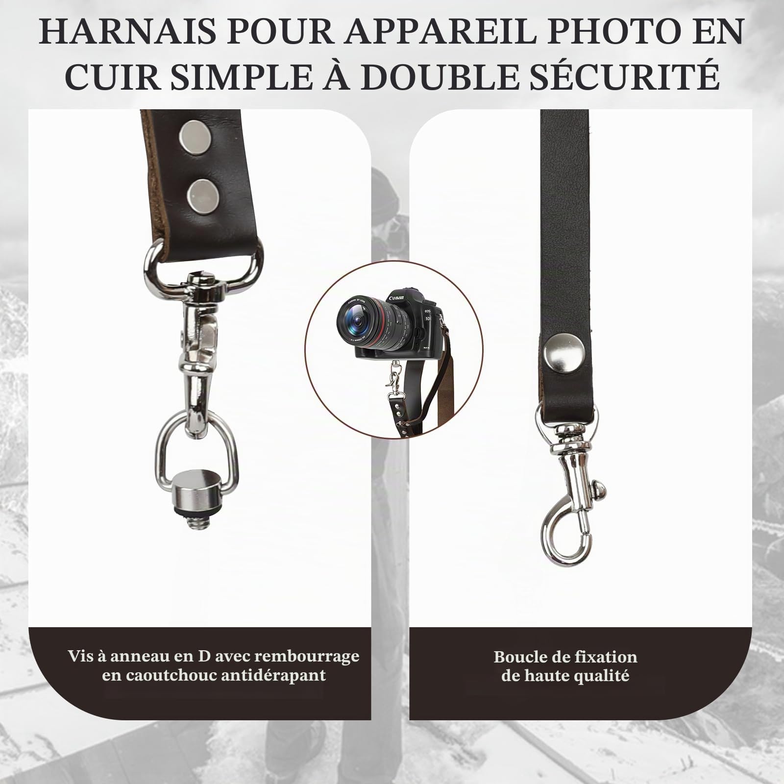 Harnais Appareil Photo pour 1 appareils photo,BandoulièRe en Cuir pour Appareil Photo,Harnais Pour Appareil Photo,Harnais Photo,Harnais Photographe,Sangle Appareil Photo