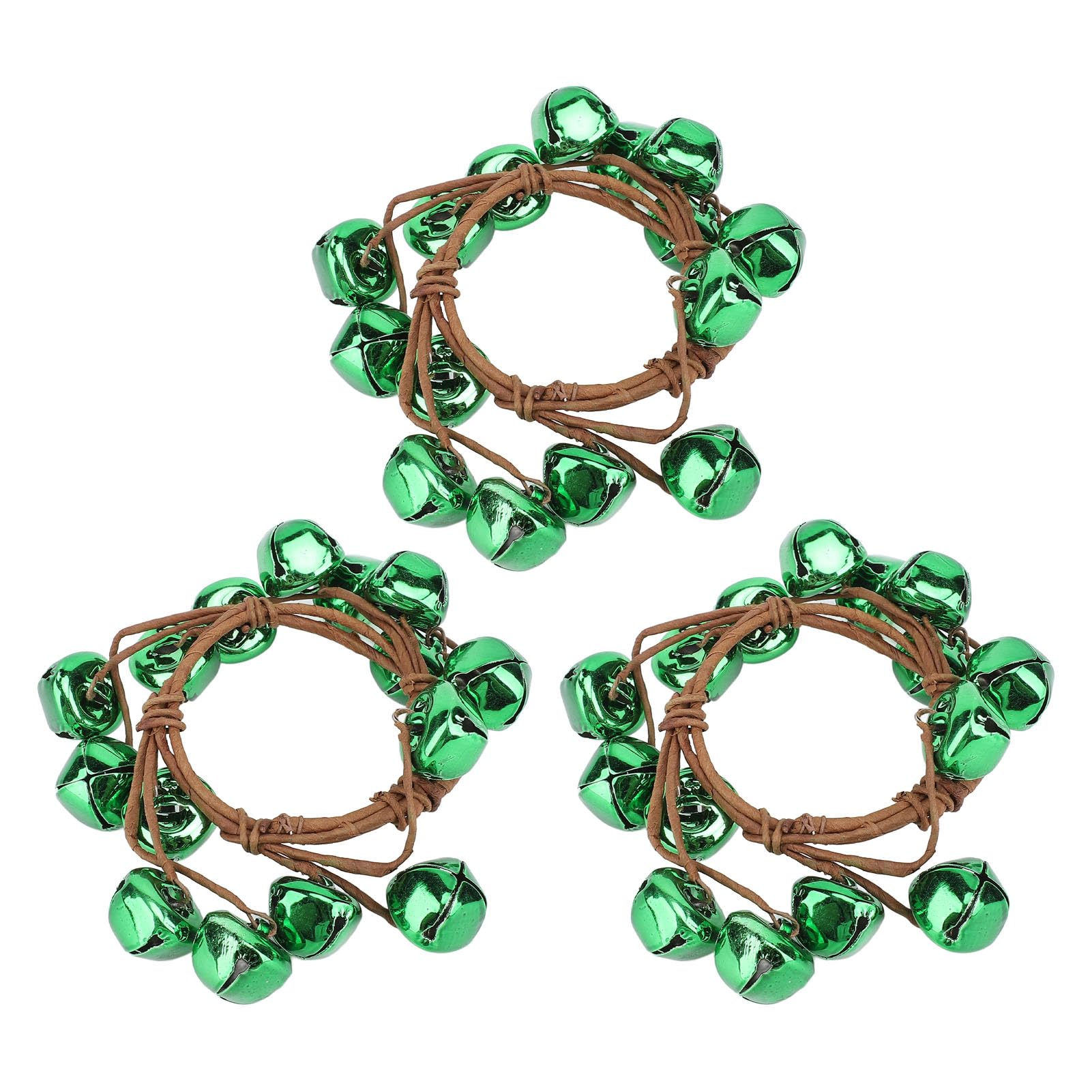 BTSEURY Jingle Wreath, 3Pcs Xmas Wreath, Small Xmas Charm Ornament Craft Iron Metal Door Home Decoration (Green)