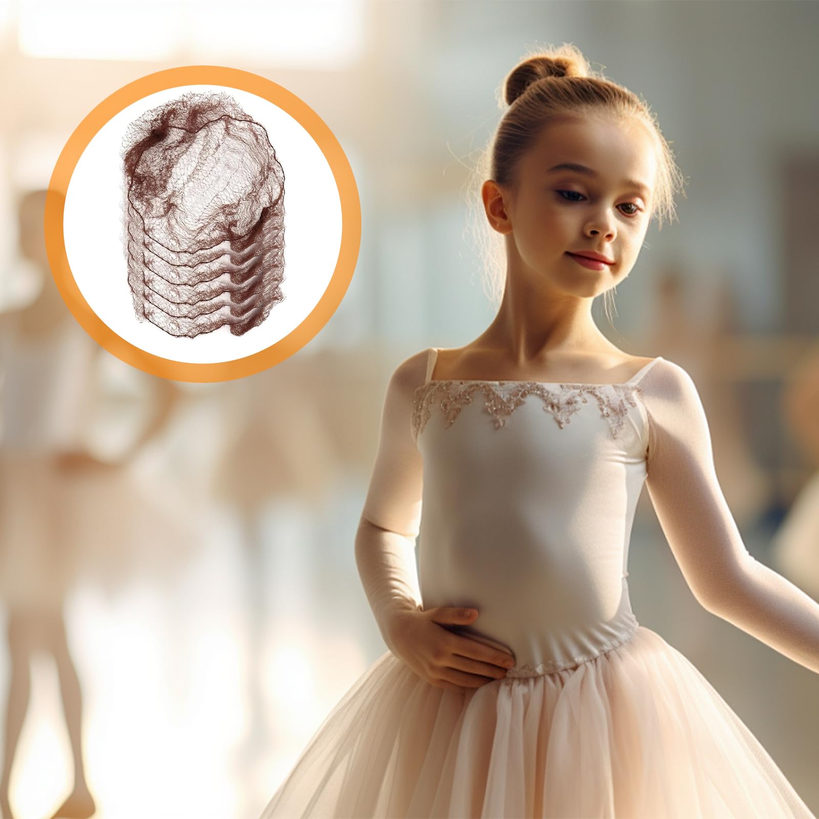 12 retine elastiche per capelli con 5 forcine nere, reti invisibili per capelli e 40 forcine a forma di U, set per donne, ragazze, ballerine, infermiere (caffè)