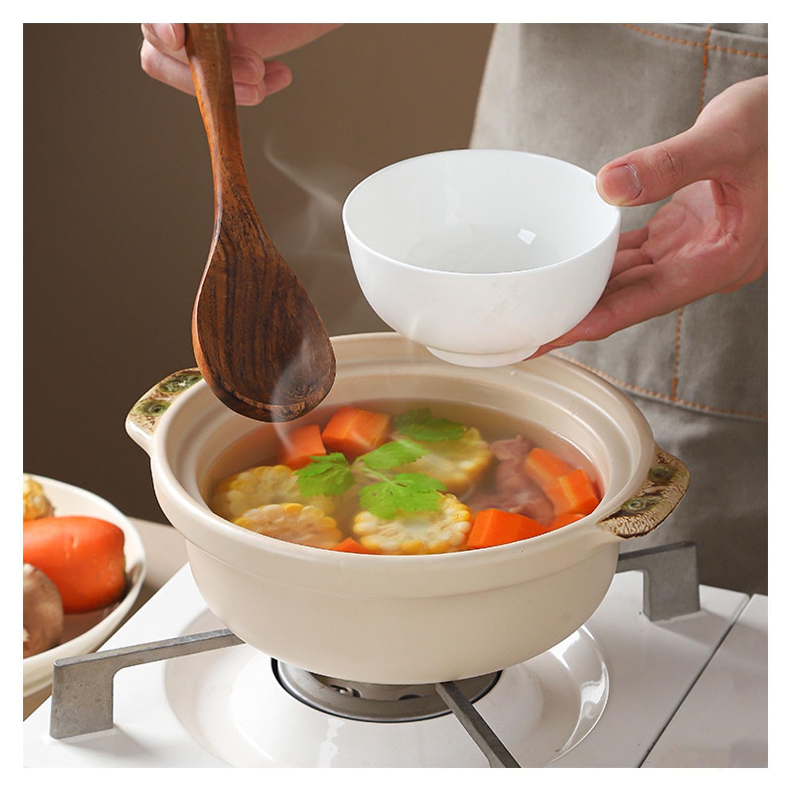 Cacerola de cerámica, resistente al calor, olla de arcilla japonesa, olla caliente aislada para el hogar y la cocina, ideal para cocinar lentamente y servir