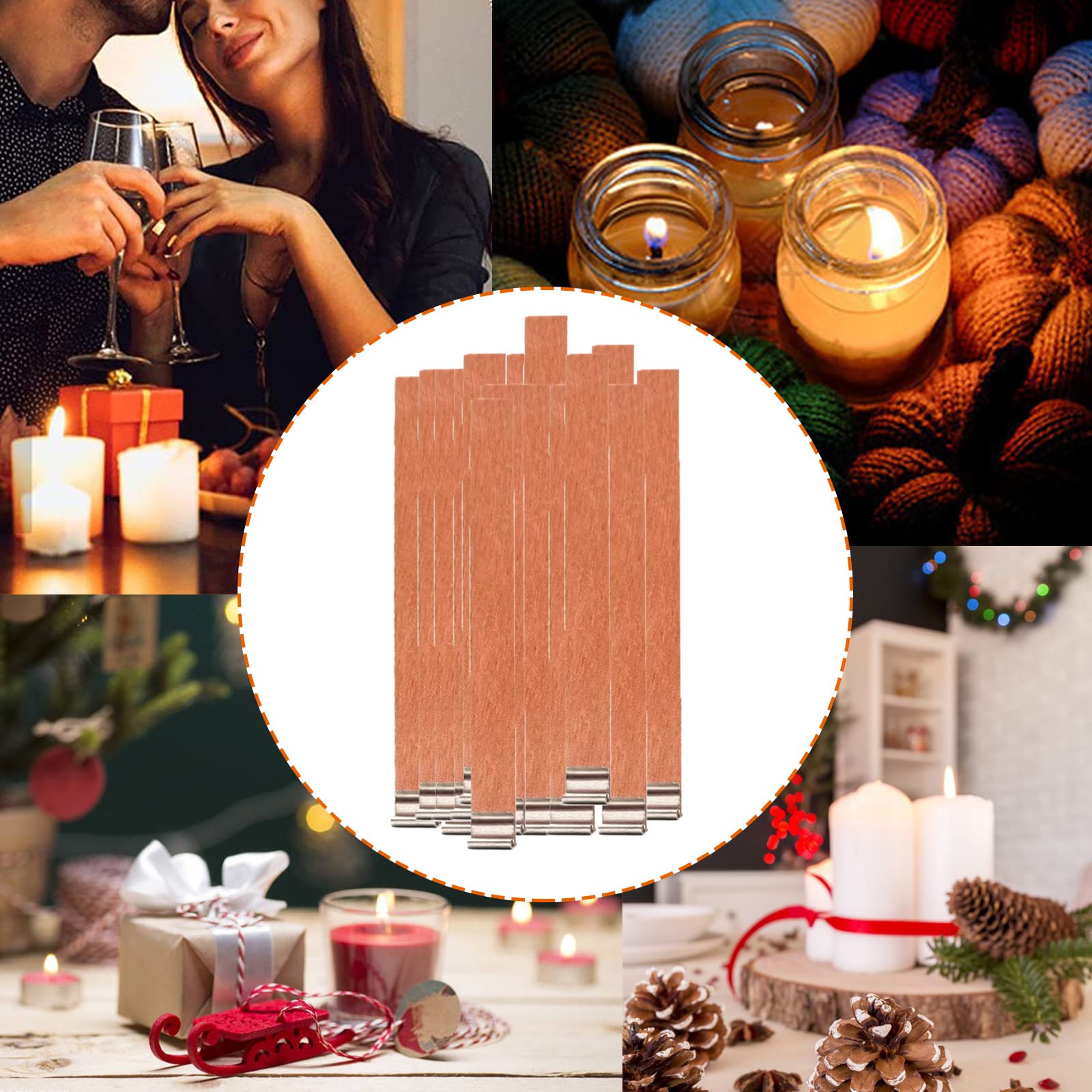Kit Da 230 Stoppini Per Candele In Legno - Misura 13x1,3 Cm, Con Base Metallica, Suono Scoppiettante - 2