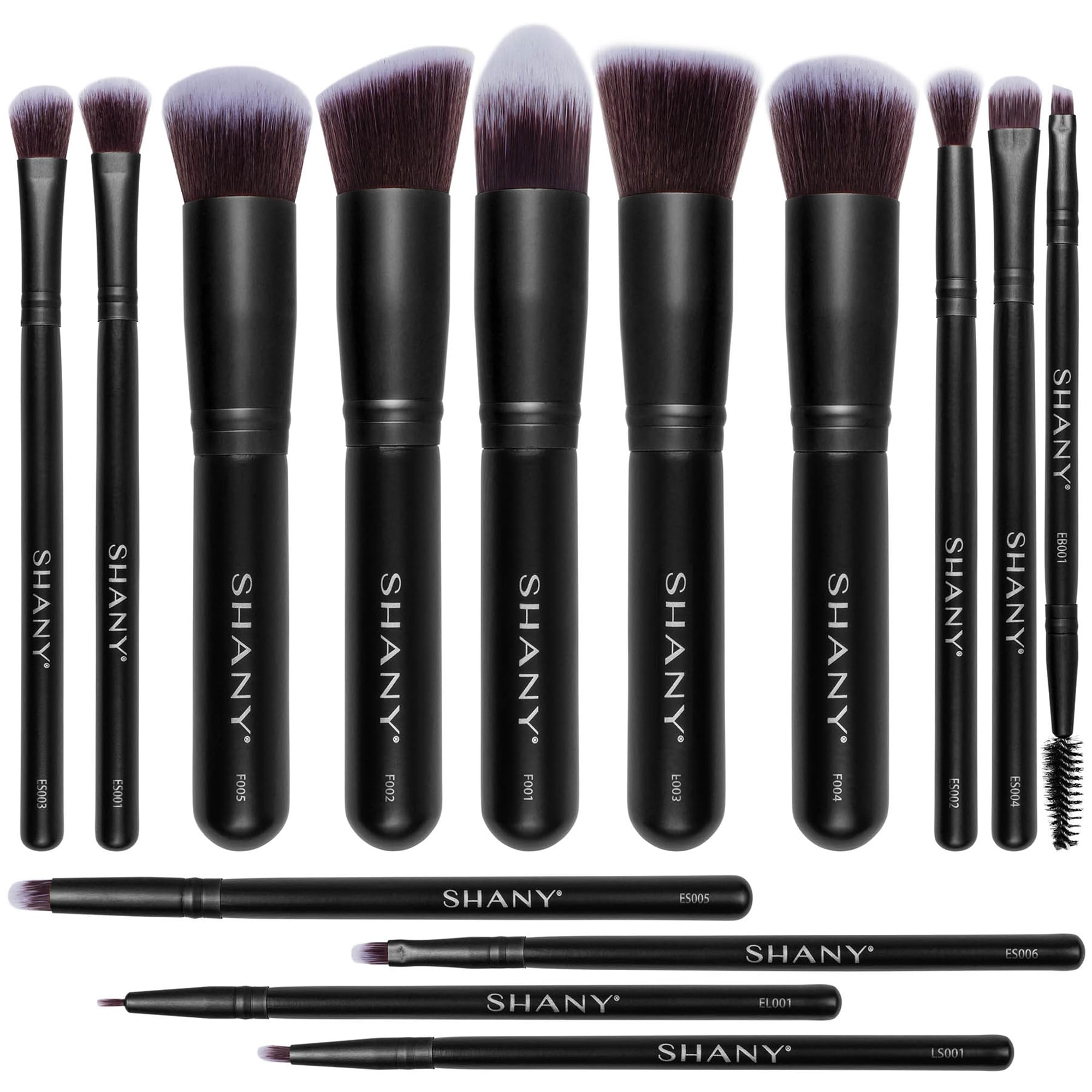 Makeup Brushes - Black Bombshell - 14-Piece Brush Set – Foundation Powder Concealers Eye Shadows Makeup brushes - Complete Kabuki Makeup Brush Set in Black - 14 PCS