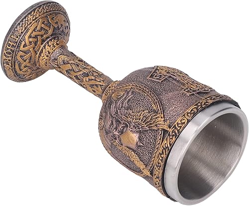 Miniatura 7 de Cáliz nórdico, cáliz hecho a mano, copa de vino nórdica con revestimiento de acero inoxidable carcasa de resina decorativa retro taza de cerveza