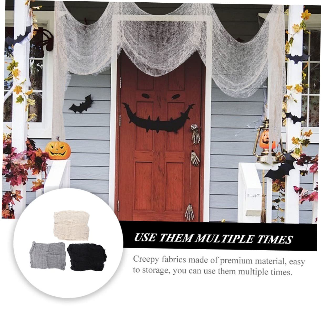 9 STK Halloween-Gaze Schwarzes Halloween-Tuch Gruseliges Tuch Halloween Halloween-dekorationsfreigabe Gruseliger Stoffvorhang Halloween-horrorgaze Urlaubsartikel Angepasst