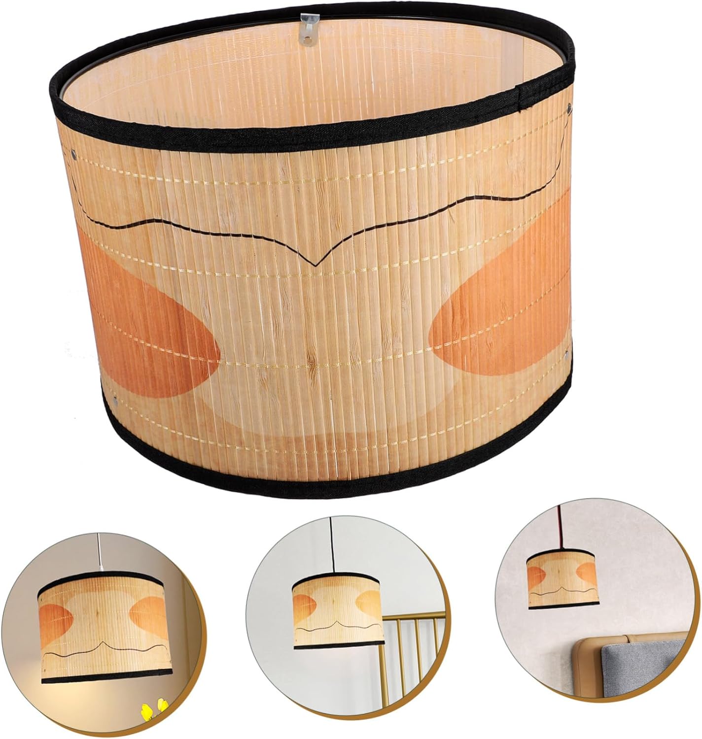 ARTIBETTER Ceiling Lamp Shade Vintage Pendant Light Cover Natural Material Artistic Pattern Easy to Install Decorative Lighting for Home