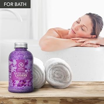 Lavender Bath Salt With Natural Essential Oil 21.16 Oz - Lavanda Salt 600g - Aromatherapy Salts for Relaxation