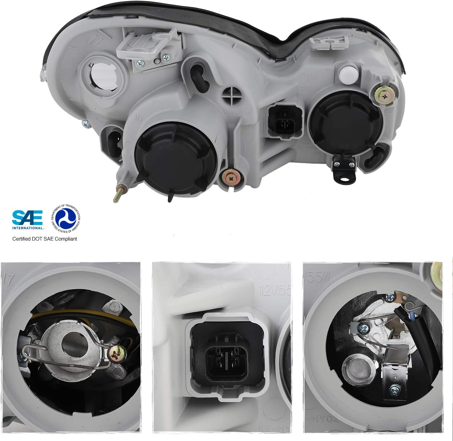 AKKON - For 2002-2005 Sonata OE Style Premium Projector High/Low Beam Headlight Assembly - Chrome