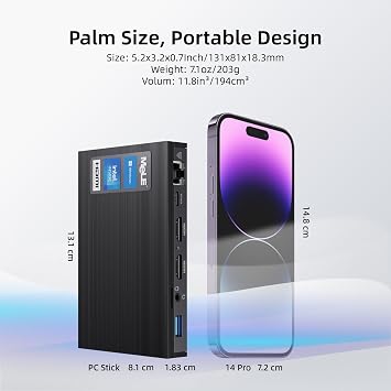 MeLE Fanless Mini PC Quieter3Q N5100 4GB 128GB with Windows 11 Home, Micro Computer WiFi 5 Small Desktop USB-C PD3.0, Gigabit Ethernet, Dual HDMI 4K, Auto Power on, PXE Support M.2 SSD