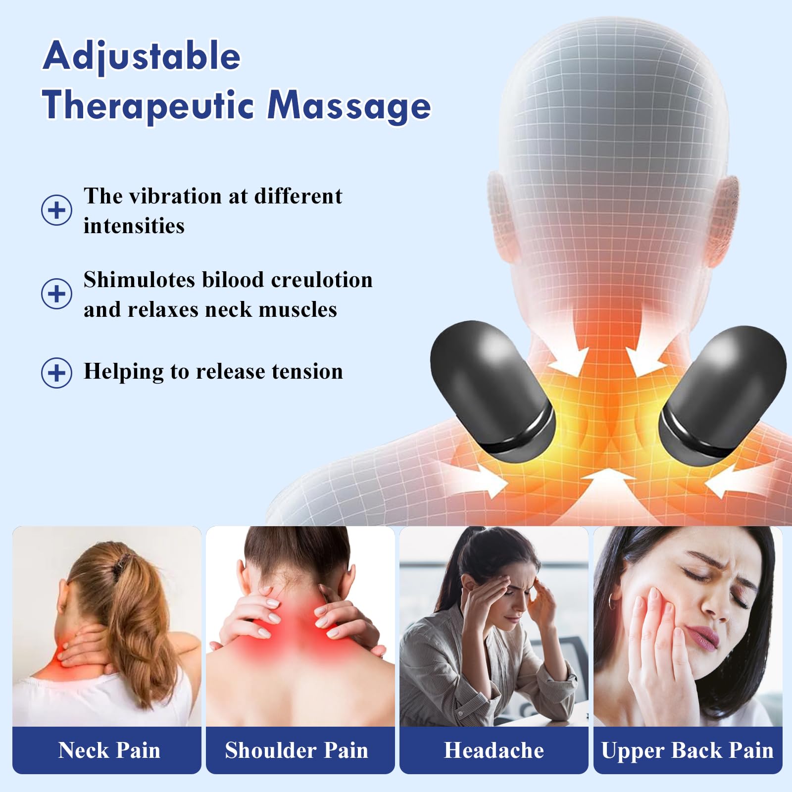 3 in 1 Heated Neck Massage Pillows with Heat for Pain Relief Deep Tissue, Rechargeable Cervical Neck Hump Corrector, Wireless Pillow Supports — view 6