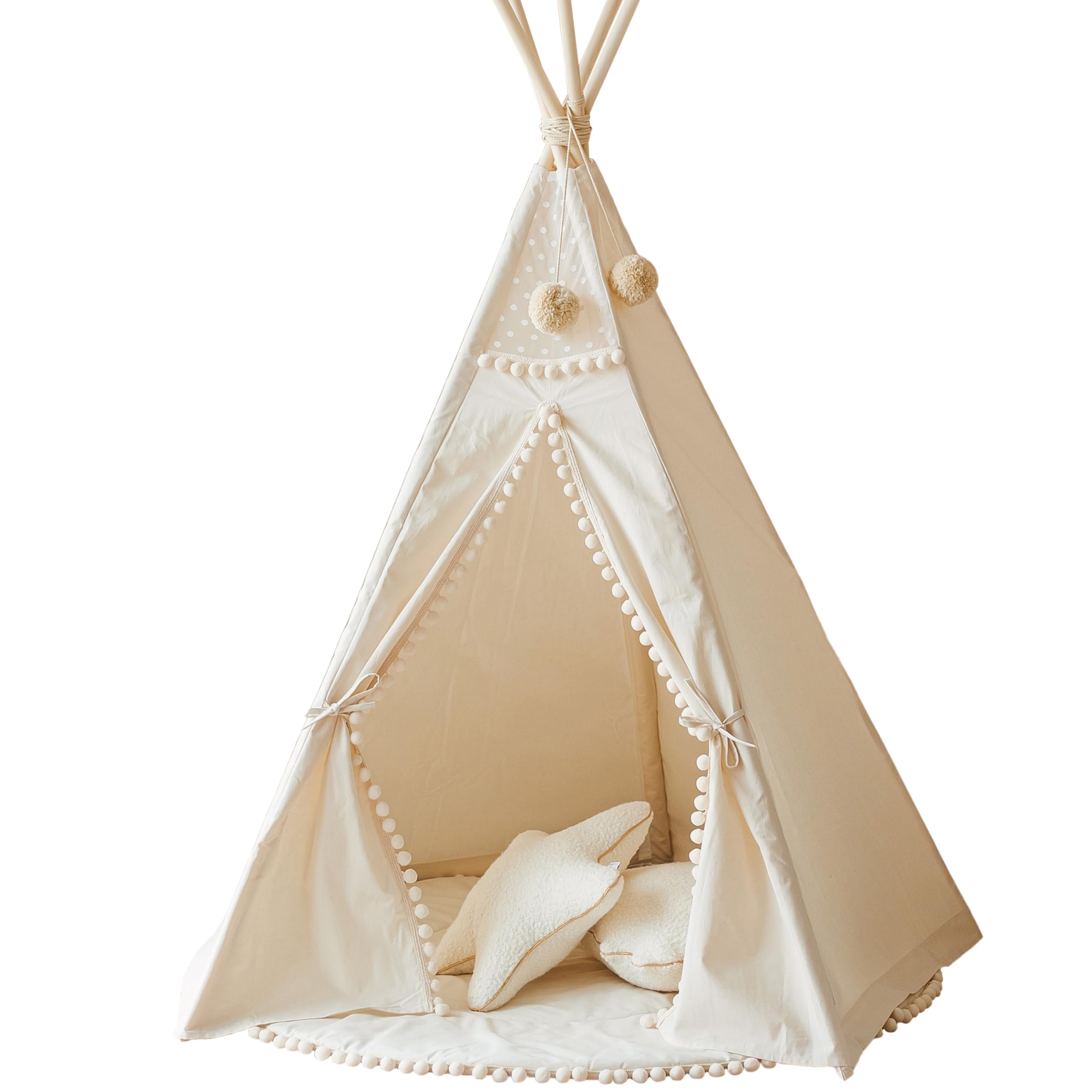 MINICAMP Original Teepee Tent for Kids - Play Tent for Girls & Boys - Natural Canvas Kids Indoor Tent for Toddlers 3-5 - Extra-Stable Children's