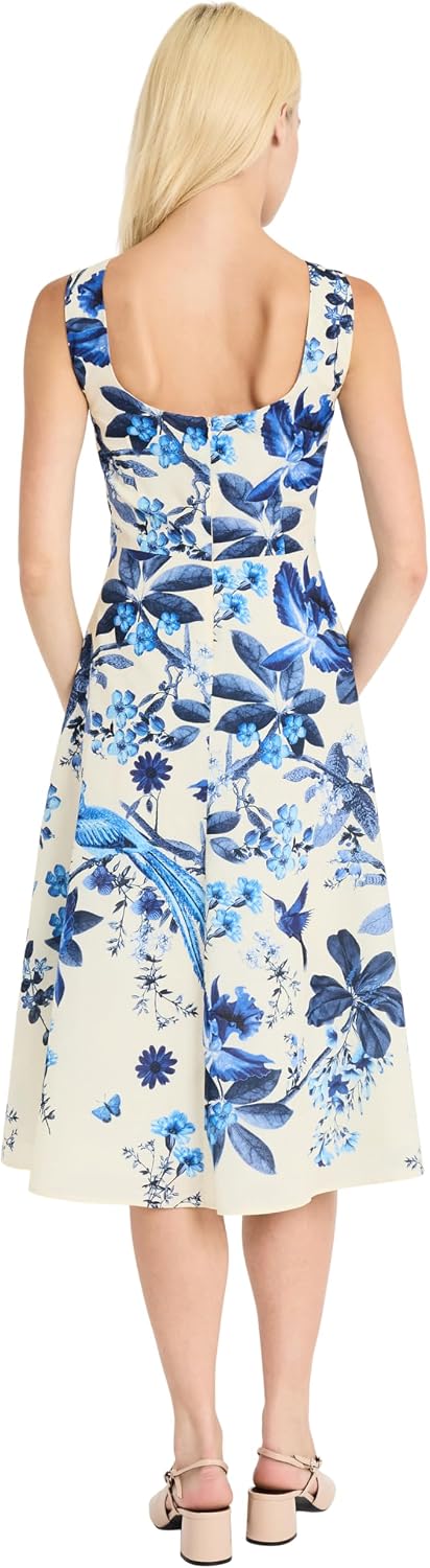 Maggy London Women's Women's Fit and Flare Midi Dress - Sleeveless Summer Style with A-line Silhouette - Wedding Guest Dress