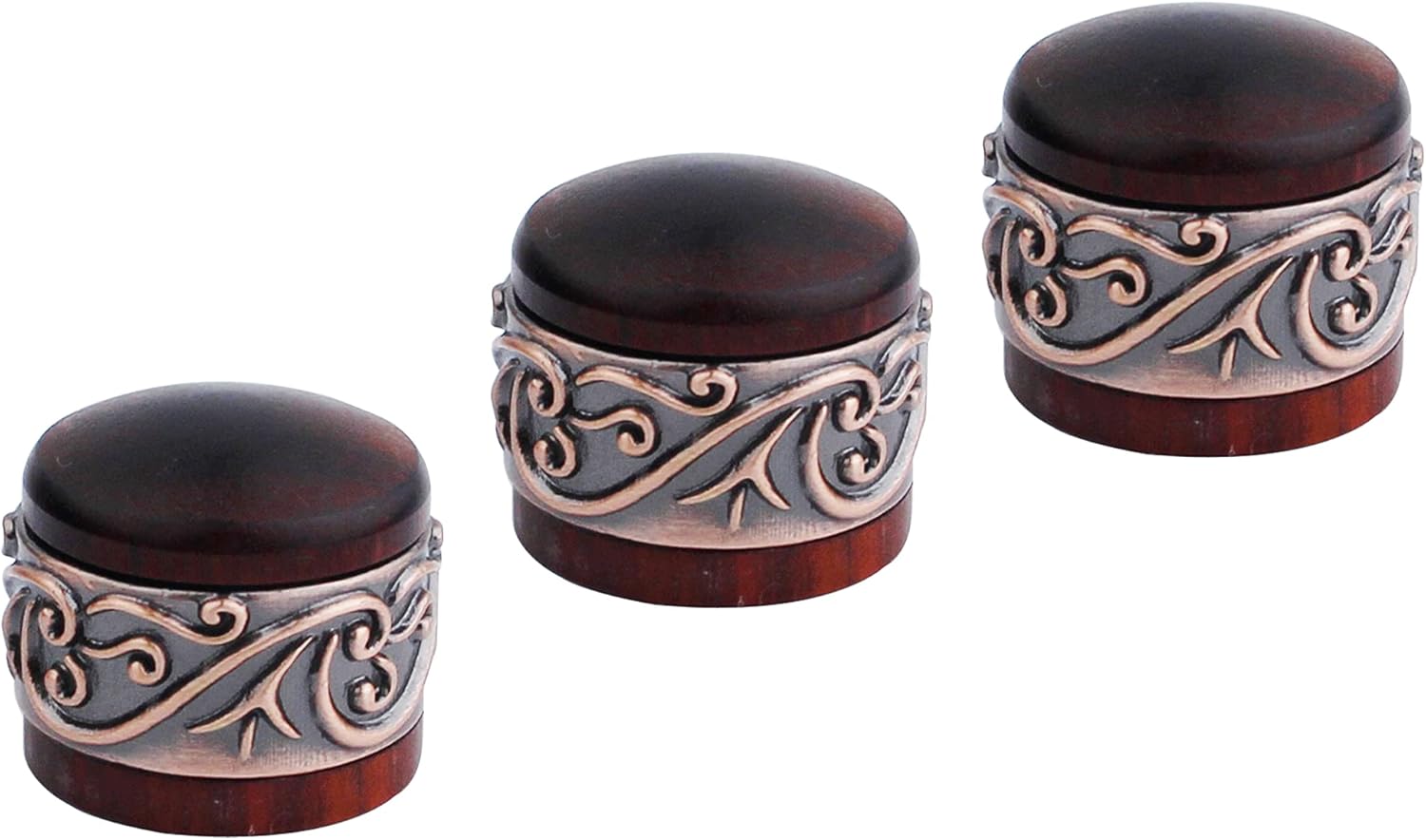 Guyker 3Pcs Ebony Potentiometer Control Knobs Dia. 6mm (0.24") Shaft Pots - Long Grass Flower Around Dome Speed Tone Volume Knob Guitar Bass - Antique Silver