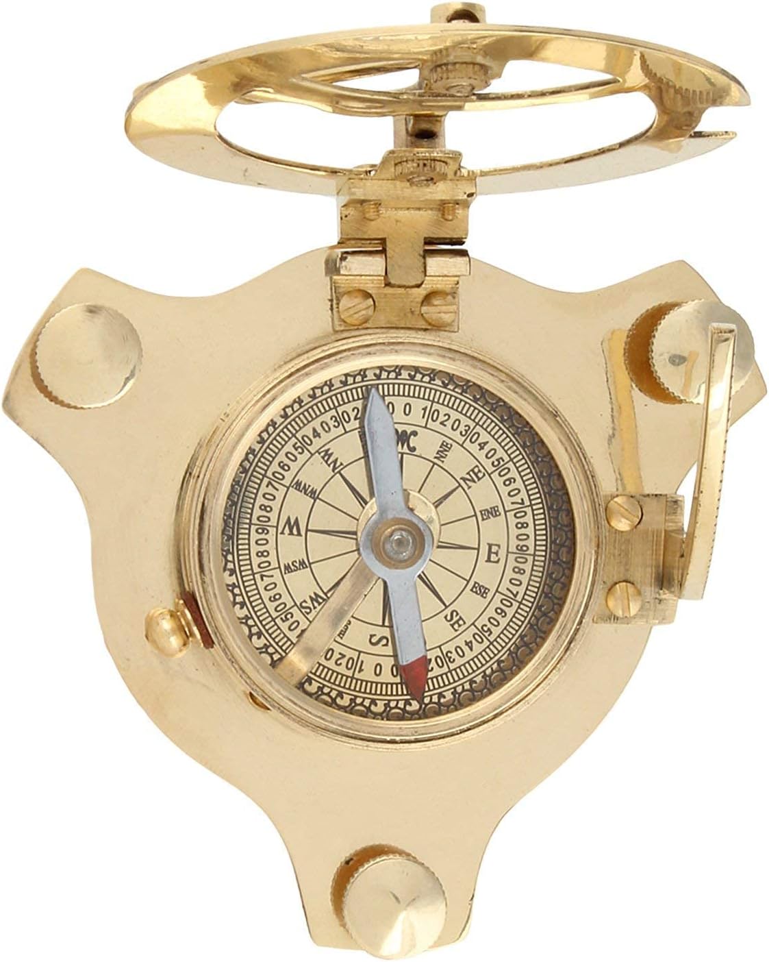 3 Inch Brass Golden Sundial Compass. Sun Clock Desk Table Decorative Sundial Compass Vintage Antique Nautical Tool