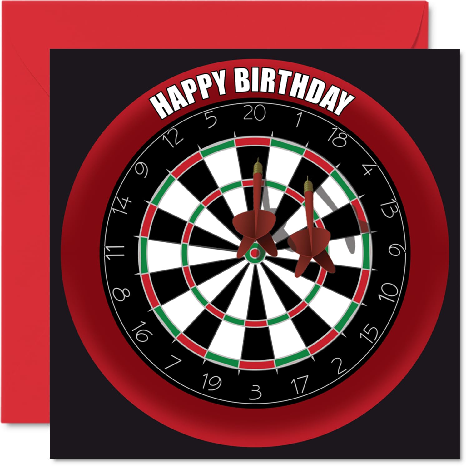 Fun 38th Birthday Cards for Men Woman - Dart Board - Happy Birthday Card for Dad Mum Son Daughter Brother Sister Uncle Auntie Cousin, 145mm Sports Darts Bday Greeting Cards