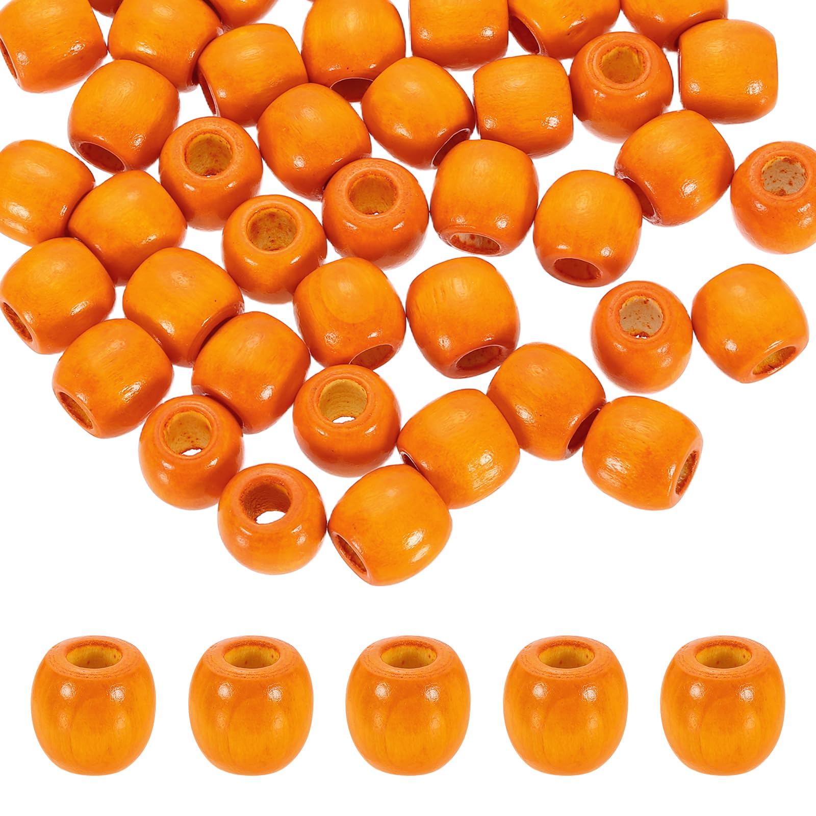 Perles en bois colorées orange lot de 200 loisirs créatifs