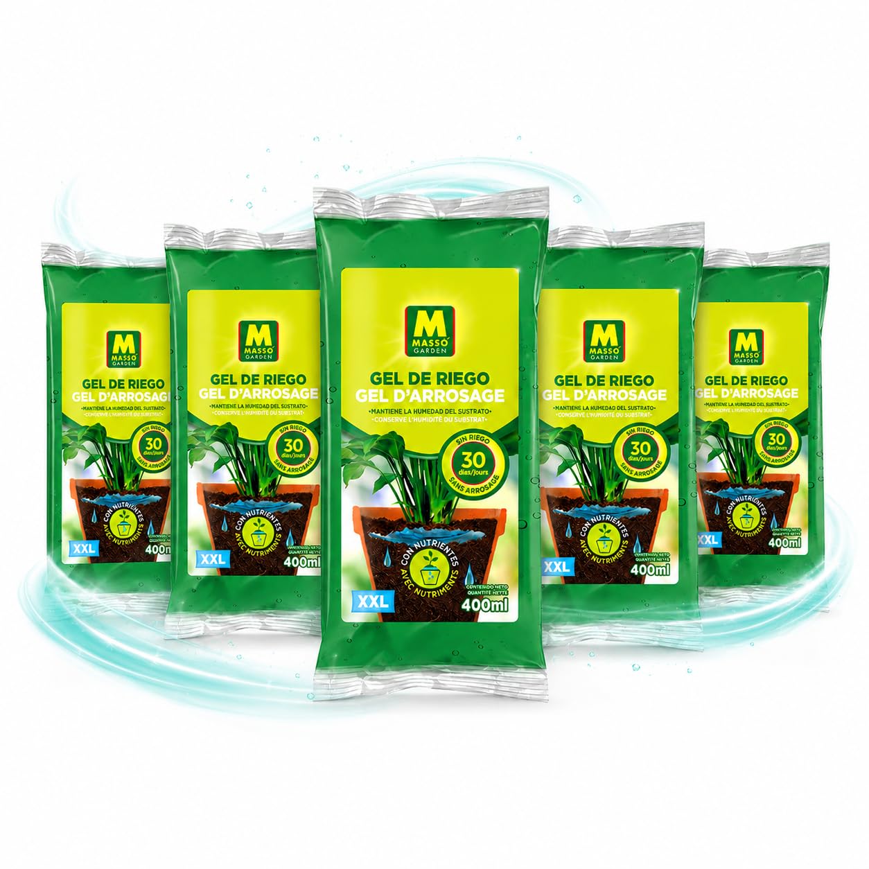 Pack x5 Gel De Riego XXL 400 ml – Hidratación Para Plantas Hasta 30 Días, Agua Gelificada Con Nutrientes NPK y Micronutrientes, Ideal Para Macetas, Jardineras y Vacaciones | Nexum Market