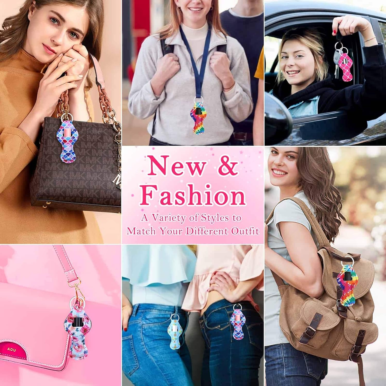 Cludoo 30Pcs Chapstick Holder Keychain Bulk, Chapstick Lip Balm Lipgloss Lipstick Holder Keychains for Lipstick, Chapstick, Lip Balm, lanyards, 30 Vibrant Colors - Image 5