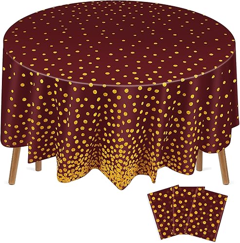 Miniatura 14 de Newwiee 3 manteles redondos de plástico de 84 pulgadas, manteles de confeti de graduación para graduación, boda, despedida de soltera, cumpleaños,