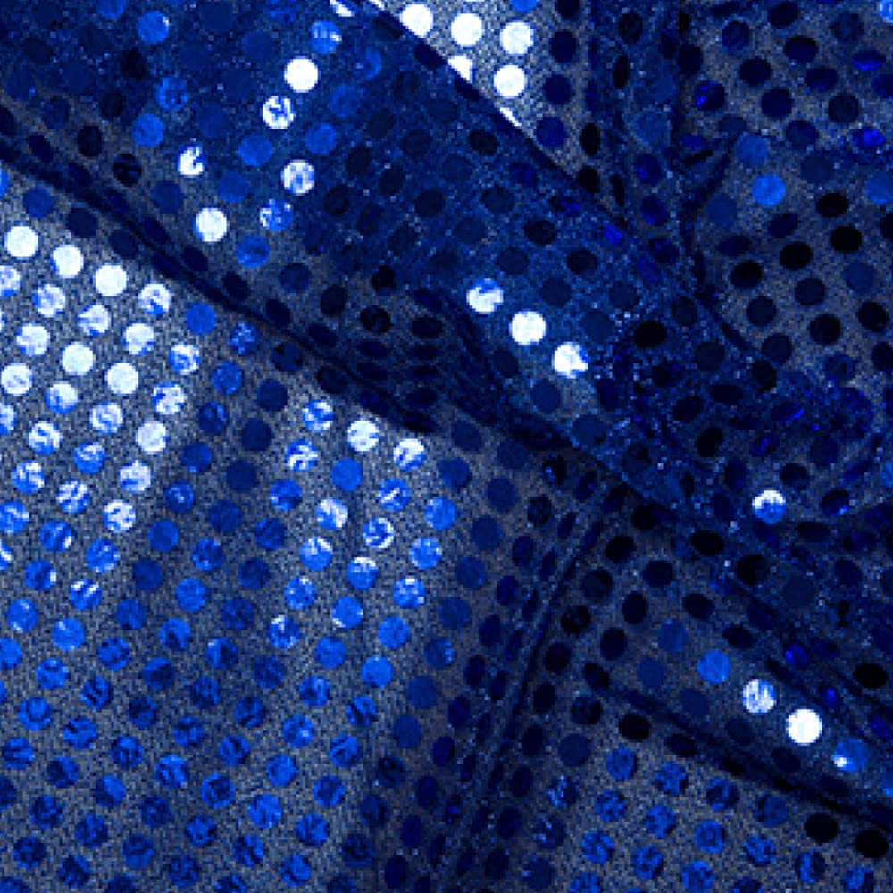 6mm Sequin Jersey Shiny Sparkly Material Nylon Fabric Fancy Dress Metallic (per metre) (Royal Blue)