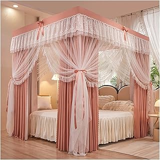 Cortinas de cama, mosquitero for cama de matrimonio, cortinas de cama con dosel, mosquitero con 4 esquinas, cortinas de cama de doble capa, mosquitero de encaje, for camas individuales, camas matrimon