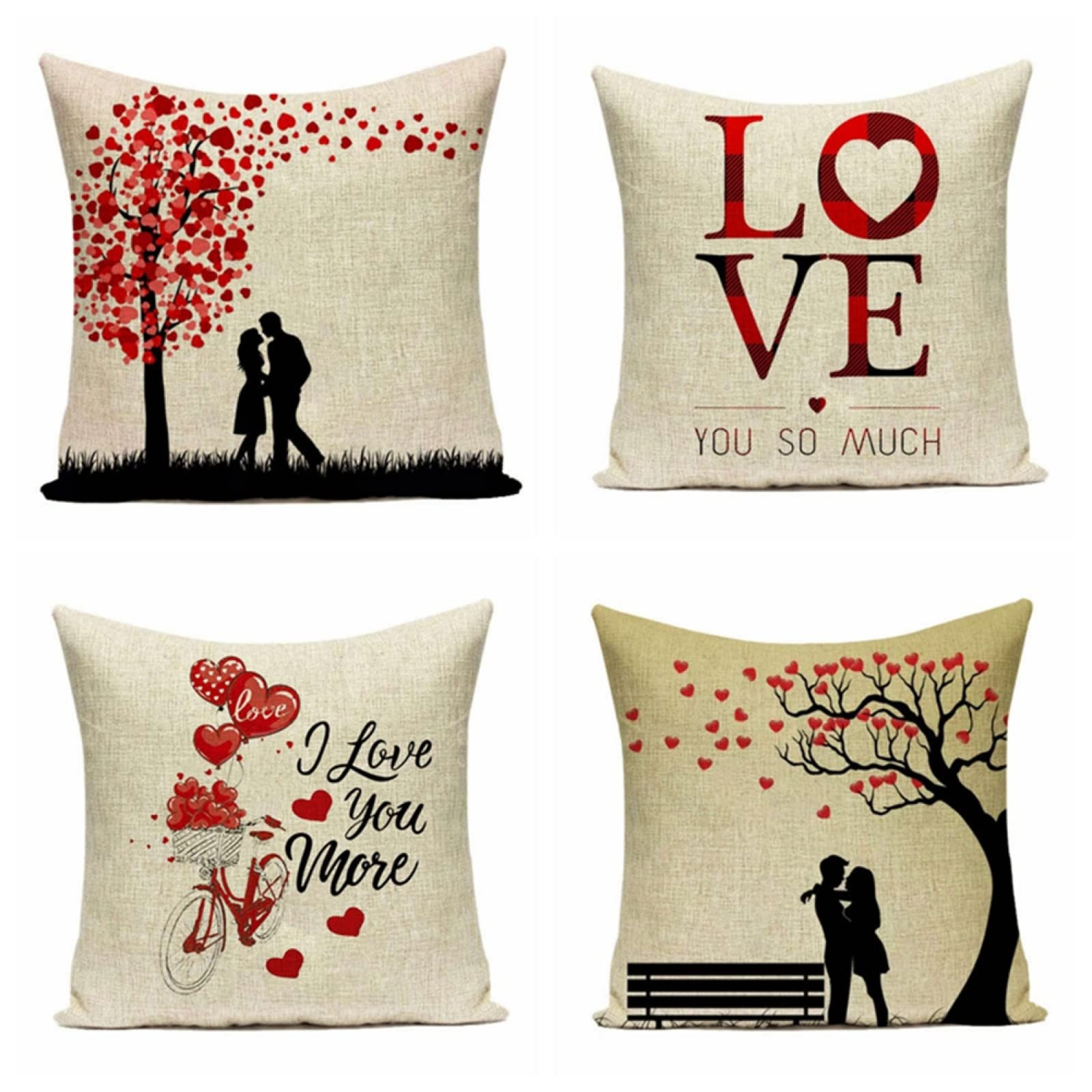 Cuscini, Cuscini Divano, Copricuscini, Fodere Cuscini, Federa Cuscino, Cuscini Decorativi, Cuscini per Divano, Cuscini Letto, Federe Cuscini Divano, Cuscino da Divano, 4 Pezzi Amore 80x80 D1166
