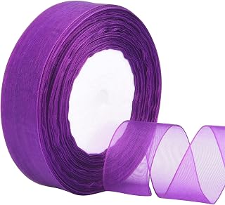 Hapeper 1 Inch Sheer Organza Chiffon Ribbon, 50 Yards/Roll (Purple)
