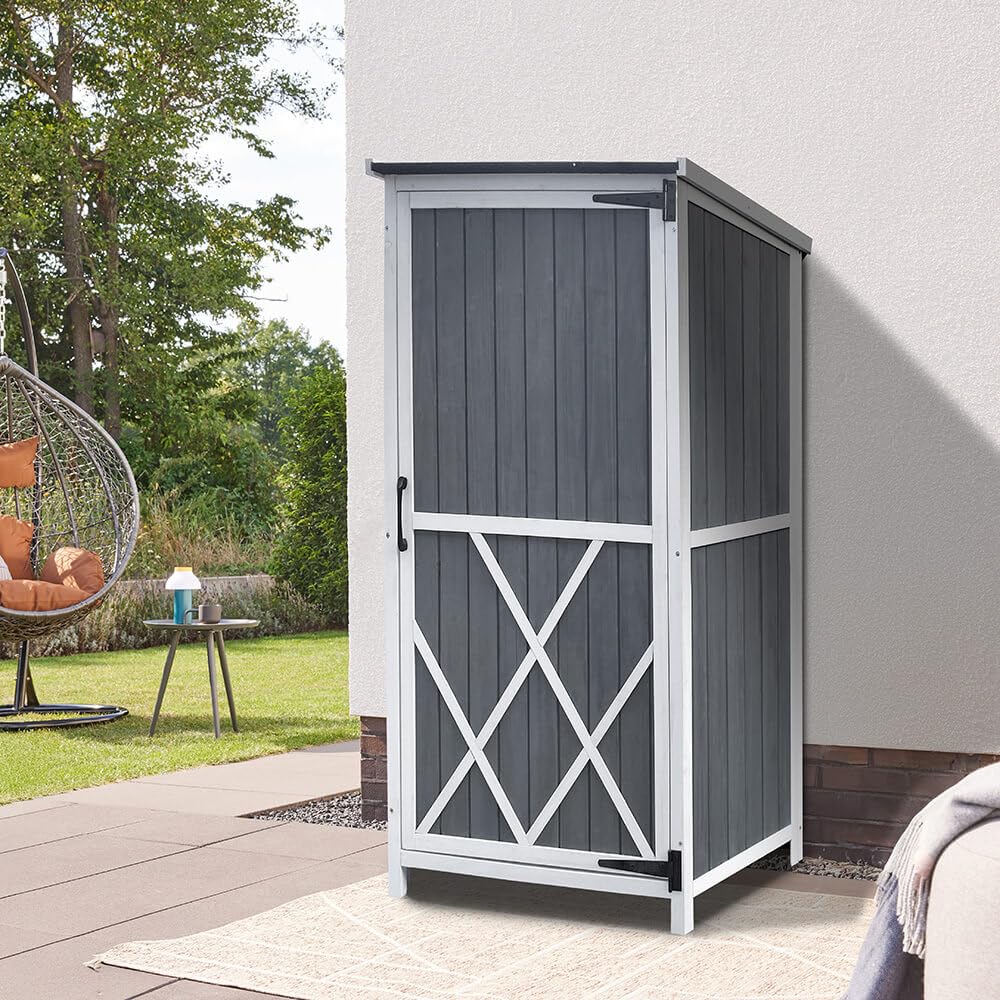 Home Deluxe Gartenschrank YANA – Größe L | Wetterfester Holzschrank für Garten & Terrasse