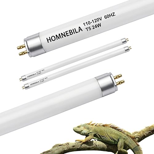 Homnebila T5 10.0 UVB Reptile Light Bulb 24W 22in 2-Pack for Bearded Dragon, Tortoise, Gecko