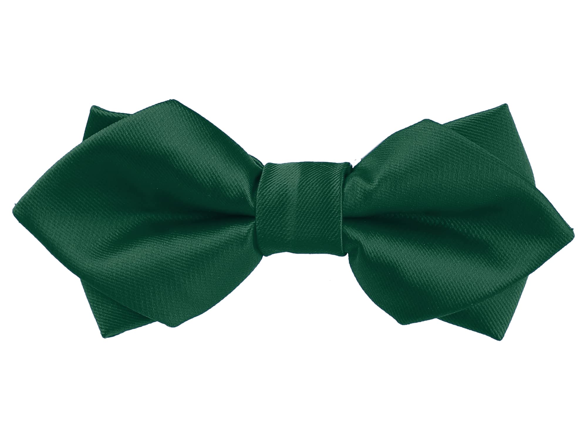 Elerevyo Men's Dark Green Diamond Pointed Bowties Pre-Tied Solid Bow Ties For Formal Wedding One Size