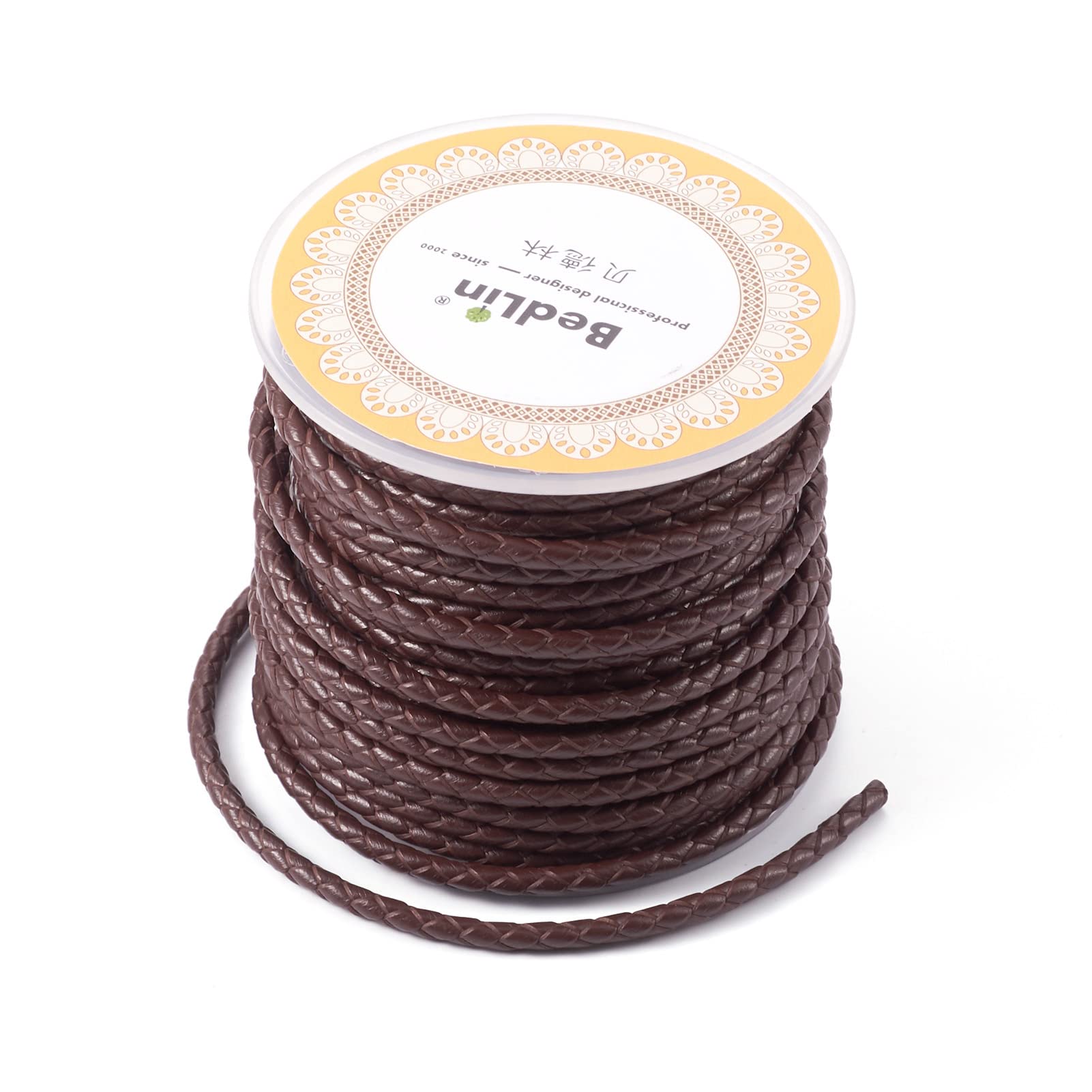 PH PandaHall Cavo In Pelle Intrecciata Rotondo Da 10 metro, Corda In Pelle Da 5.5mm per Gioielli Artigianali, Cordoncino per Cordoncino, Cinturino In Pelle, Cavo Bolo per Braccialetto Fai Da Te