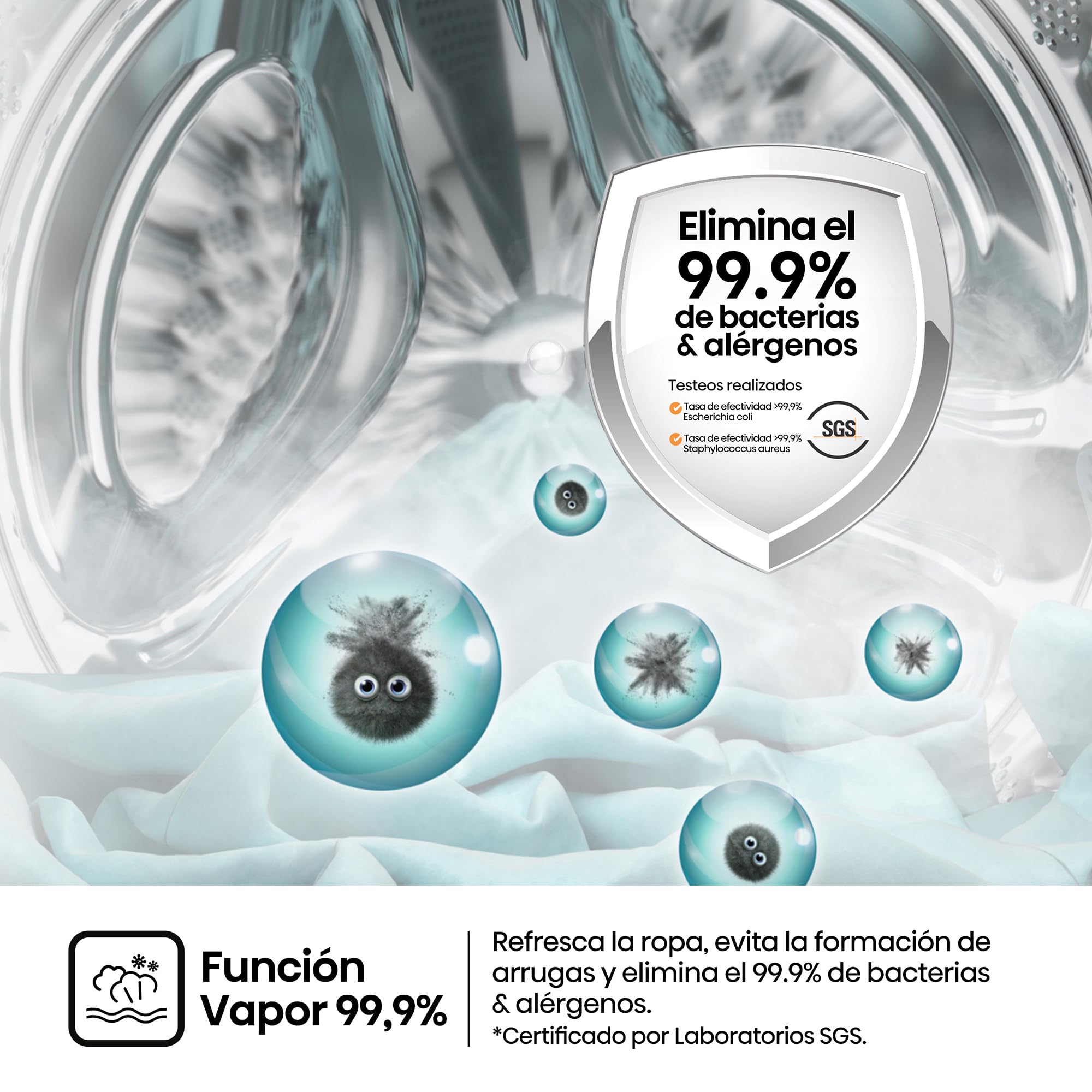 Hisense WF1Q8041BW - Lavadora, Class A, 8 Kg, 1400 rpm, Alto 85 cm x Ancho 60 cm, Color Blanco, Función Vapor 99,9%, Lavado Rápido+, Lavado Automático, Finalización Diferida, Tecnología Inverter