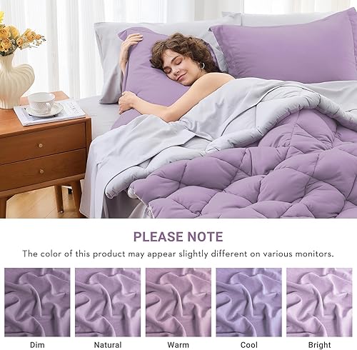 Miniatura 294 de MUXHOMO Juego de edredón Queen de 7 piezas, cama reversible en una bolsa, tamaño Queen, juego de ropa de cama para todas las estaciones con edredón