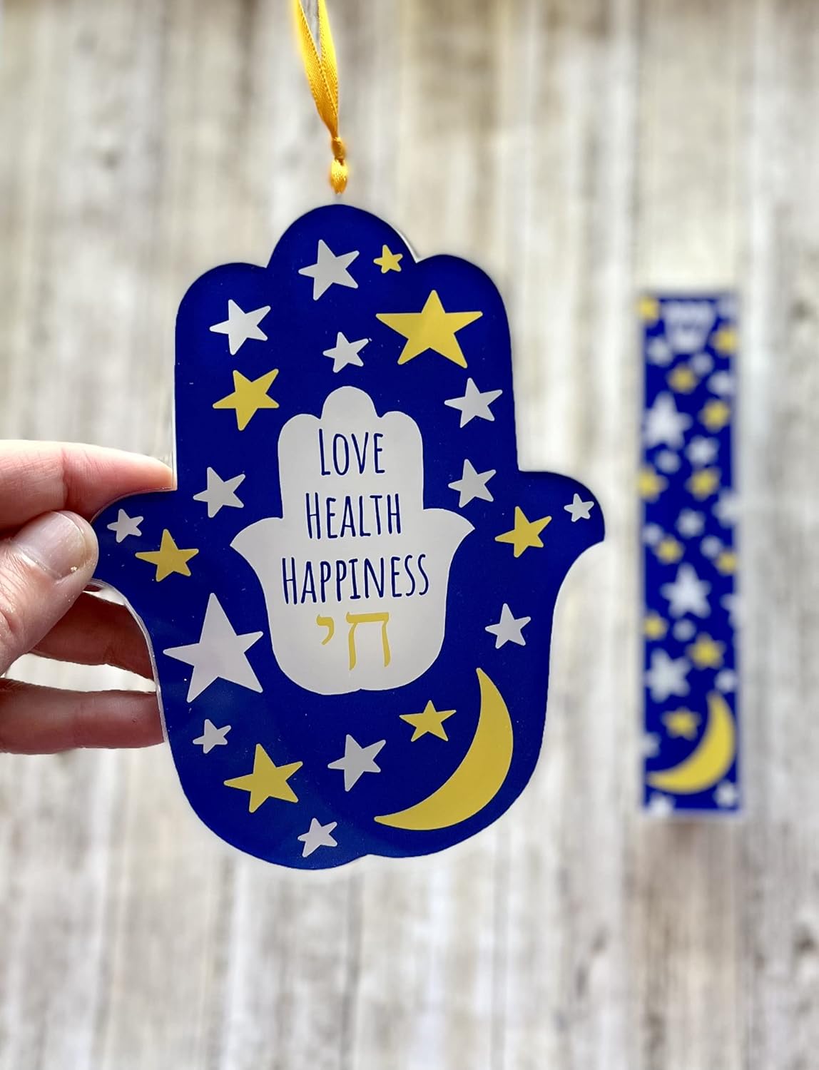 Moon and Stars, Hamsa, Mezuzah Scroll Case, Children's Judaica, Jewish Baby Naming Gift Set, Birthday Gift, Optional Kosher Scroll