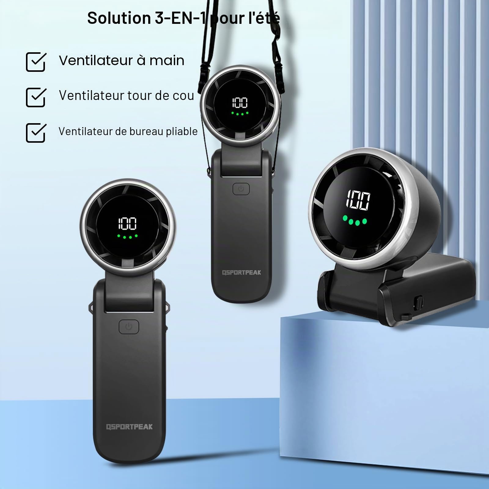 Ventilateur Turbo Portable à Main,13550 tr/min Refroidissement Instantané,Réglable en Vitesse(de 1 à 100),Recharge USB Rapide 2H,Jusqu'à 12h,Affichage Numérique,pour Extérieur,Voyage,Travail- Noir