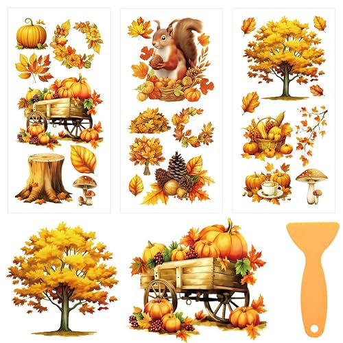 3 Sheets Autumn Thanksgiving Rub on Transfers for Crafts and