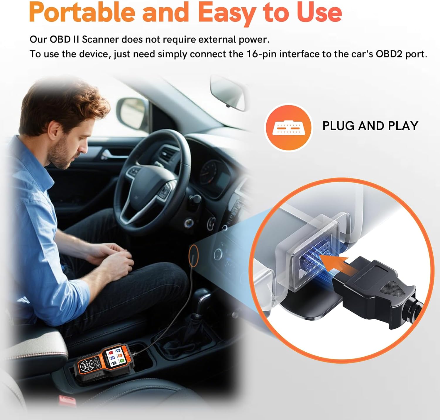 OBD2 Scanner Diagnostic Scan Tool with Solution Car Code Reader Reset Tools Check Engine Light SCAN Tool Car Accessories Read Fix Clear Car Vehicle Fault Codes for Cars 1996+ New OBD II Scanner - Image 8