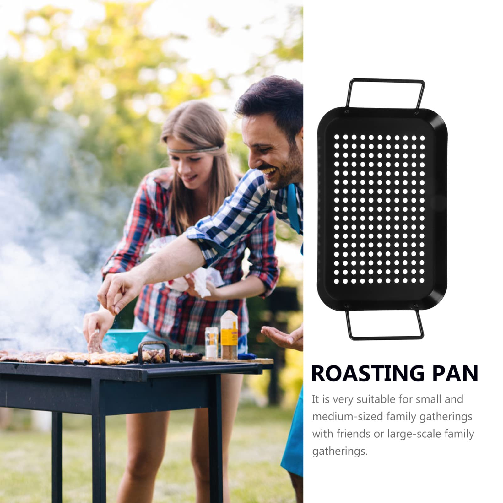 Kisangel 1 Pezzo Piastra Barbecue Antiadente per Verdure e Carne Utensile BBQ con Manici per e Design Pratico e Facile da Usare