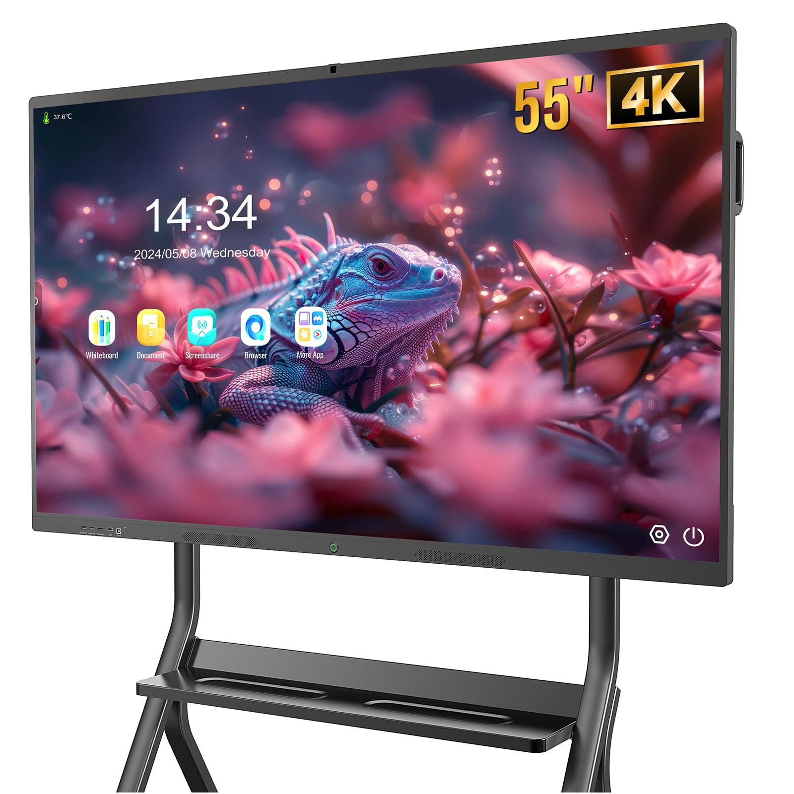 55'' Smart Board, 4K UHD Interattive Lavagna Digitale Touchscreen, 8GB RAM+128GB ROM, per Ufficio, Insegnamento, Classe, Casa, Supporto Microfono/WIFI/Bluetooth/HDMI, Montaggio a Parete