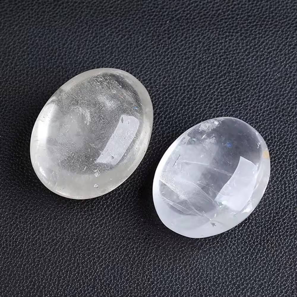Clear Quartz Oval Worry Stone,Palm Pocket Energy Stone, Healing Crystal Indoor Fountain Stones Massage Energy Anxiety Relief Items – Worry Stones for Stress Relief Gifts (100-200g)