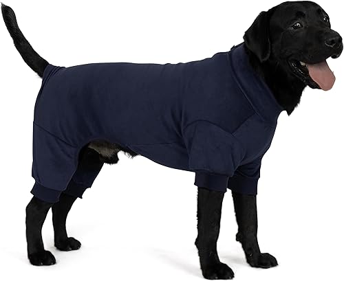 Miniatura 11 de cyeollo Pijama de forro polar para perro, overol térmico para perros, abrigo elástico para perros, ropa cálida para perros de tamaño mediano a