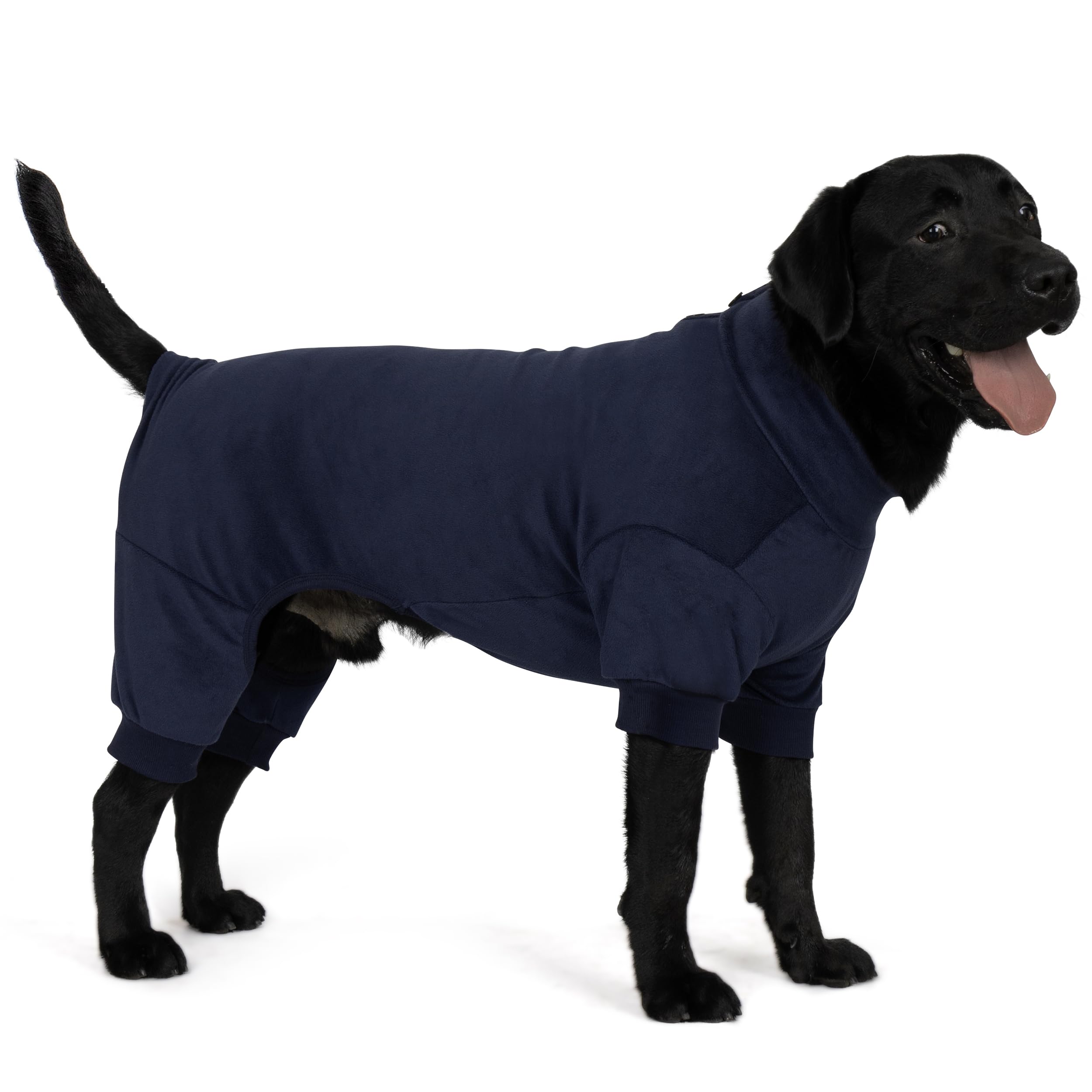 cyeollo Dog Pajamas Thermal Dog Onesie Fleece Dogs Pjs Jumpsuit Stretchable Warm Pet Pajamas for Large Sized Dogs Girl Boy, Navy 3XL