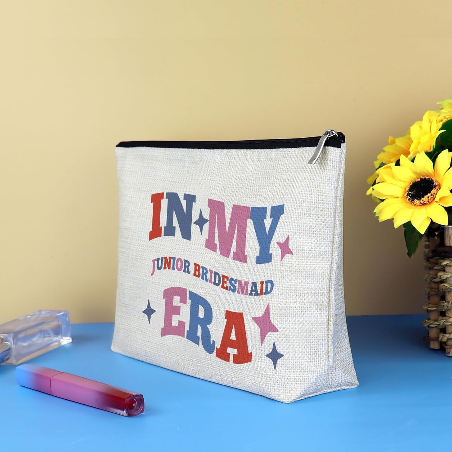 Junior Bridesmaid Gift Makeup Bag Wedding Party Gifts Junior Bridesmaid Proposal Gifts Cosmetic Bag Bridal Bachelorette Party Gifts for Bridesmaids Maid of Honor Friends Sister Zipper Toiletry Pouch - Image 7