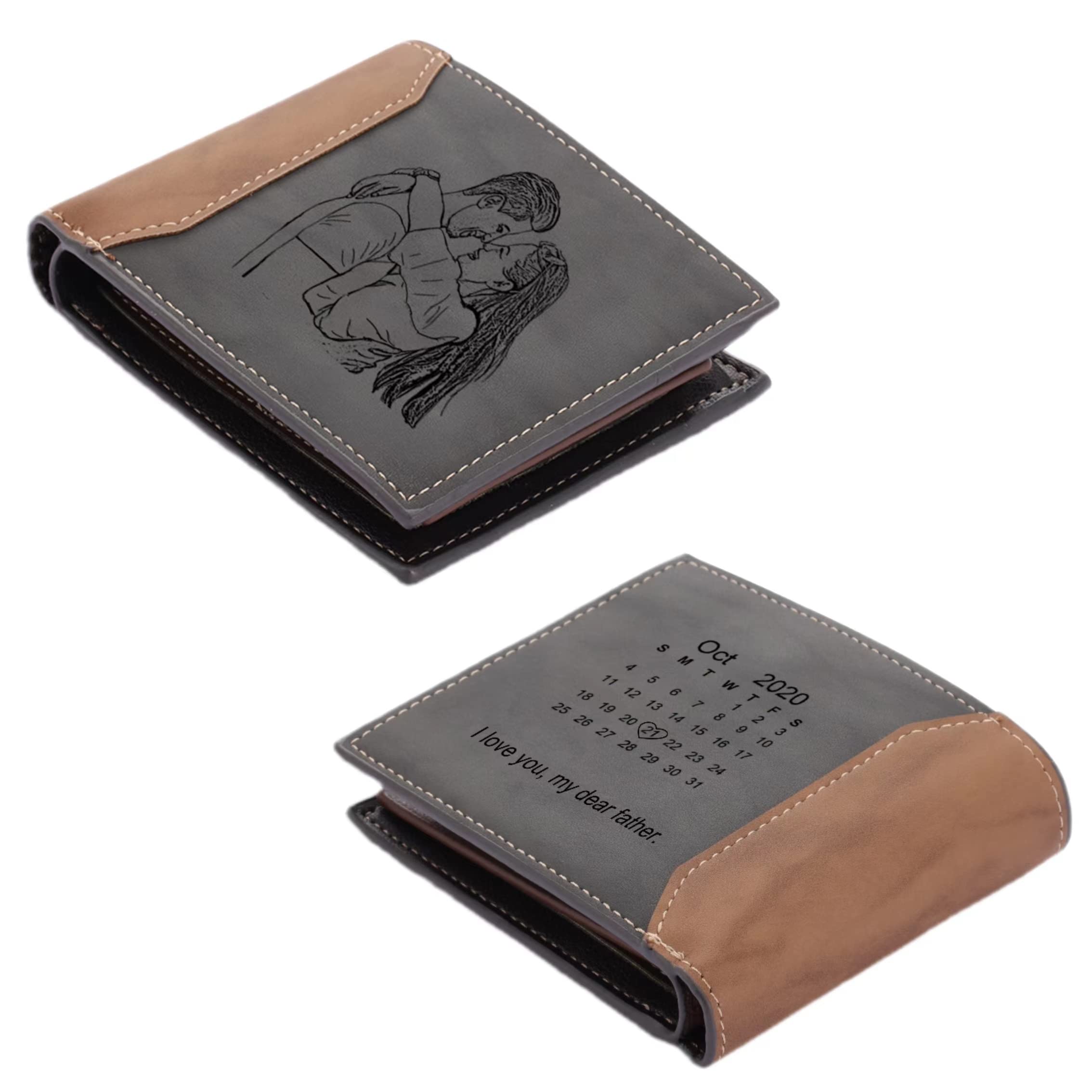 Nobelook Custom Wallet for Men Leather Mens Wallet Personalized Photo - Gifts for Dad Husband Men Boyfriend Grandpa Son Fathers Day Birthday