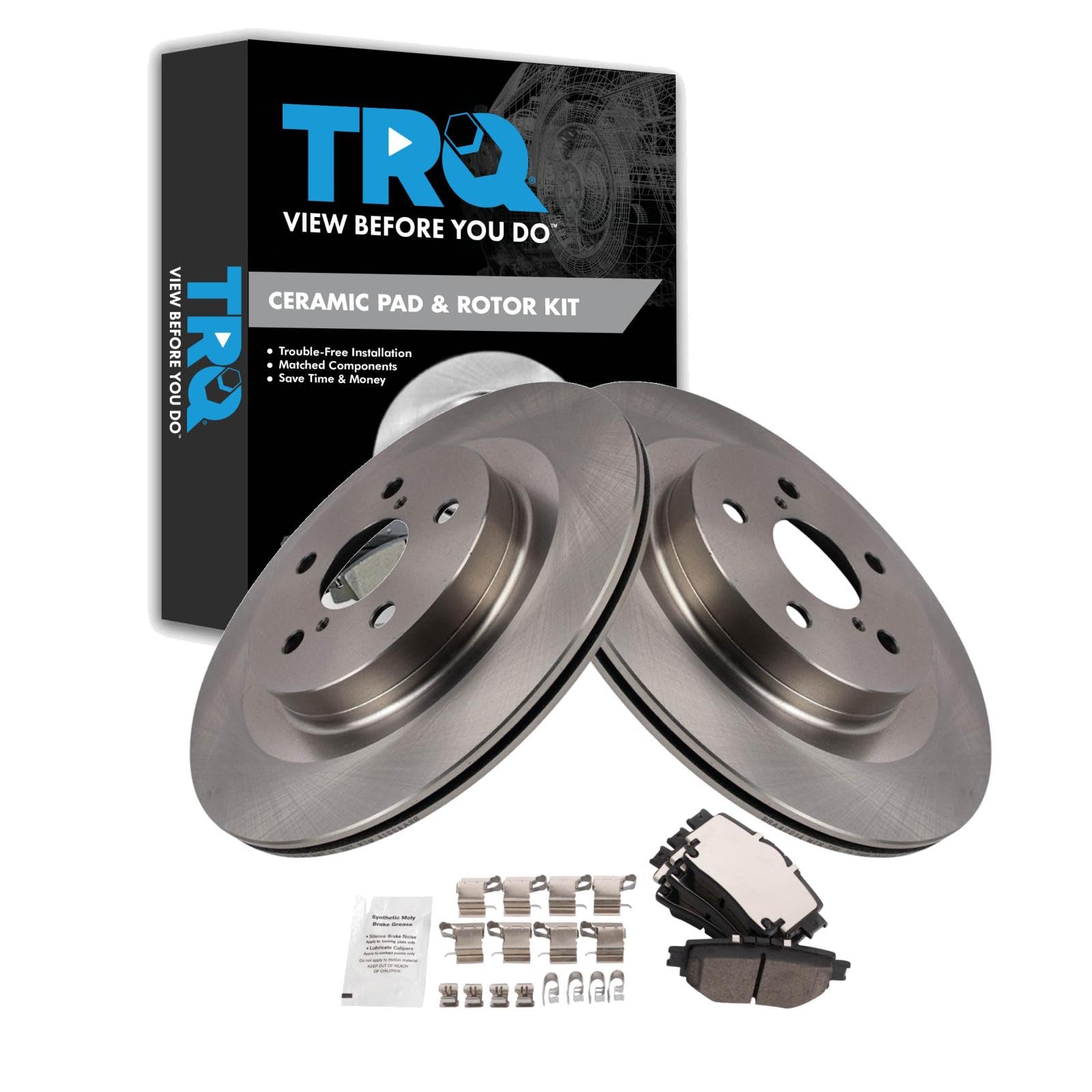 TRQ Rear Brake Pad and Rotor Set Ceramic Compatible with 2021-2022 Toyota Sienna