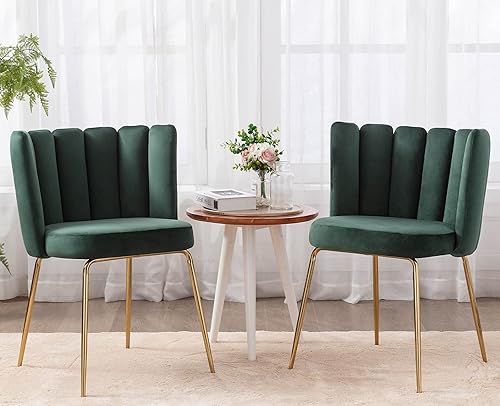 Miniatura 11 de Juego de 2 sillas de comedor de terciopelo modernas, sillas laterales tapizadas con patas de metal dorado para el hogar, cocina, sala de estar,