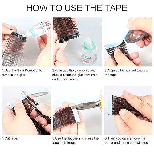 Miniatura 6 de Cinta adhesiva de extensión de cabello, 3 piezas de cinta de soporte frontal de encaje impermeable, cinta de encaje de doble cara para pelucas y